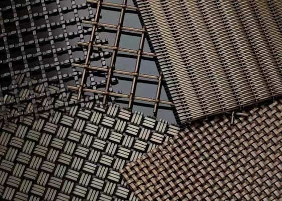 Dense Flexible Cable Mesh , Architectural Metal Curtain Fireproof