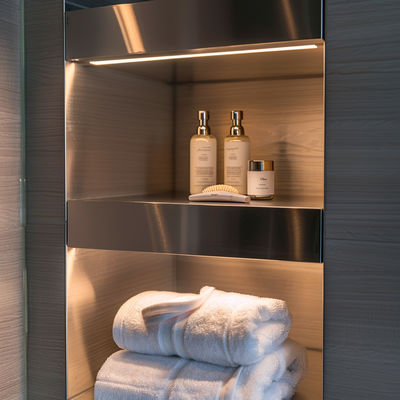 Contemporary Stainless Steel Recessed Wall Niche For Bathroom Storage