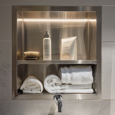 304 / 316 Brushed Stainless Steel Wall Niche For Modern Bathrooms