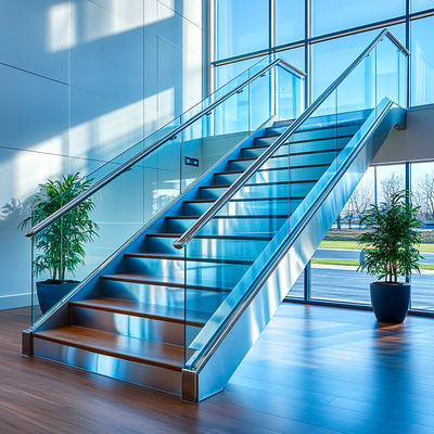 High-Quality Stainless Steel Handrails with Flat Saddle for Glass Staircase Applications