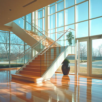 Polished Crystal and Stainless Steel Handrails with 8-12mm Glass Support
