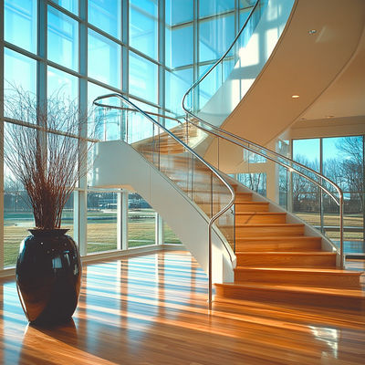 Polished Crystal and Stainless Steel Handrails with 8-12mm Glass Support