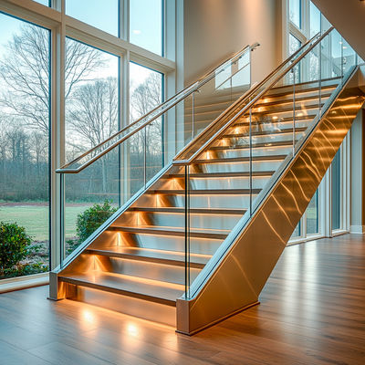 Ergonomic Stainless Steel Handrails with Curved Design for Glass Railing Systems