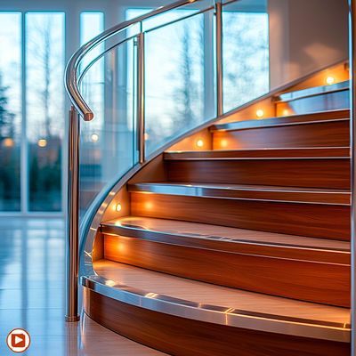 Durable 201 Stainless Steel Handrails with Flat Saddle for Glass Railing Systems