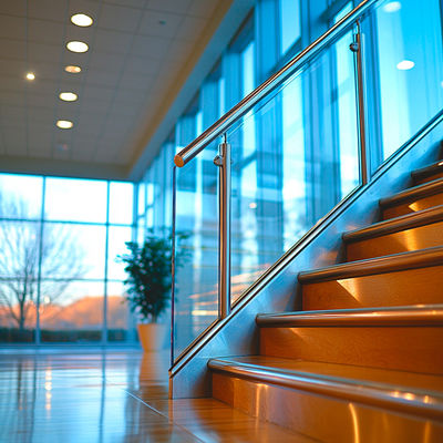 Rust-Resistant Stainless Steel Handrails with Decorative Crystal Finish for Glass Balustrades