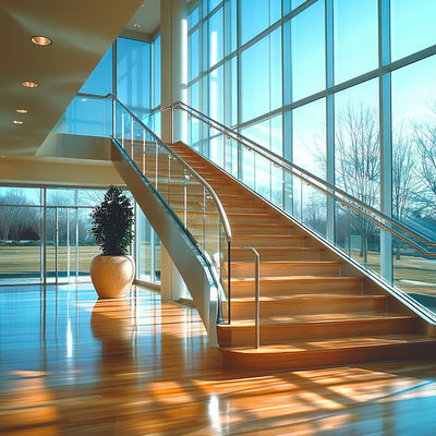 Rust-Resistant Stainless Steel Handrails with Decorative Crystal Finish for Glass Balustrades