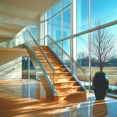 Modern Stainless Steel Handrails with Polished PSS Finish for Staircase Glass Railings