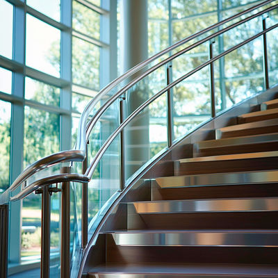 Smooth Polished Stainless Steel Handrails with Crystal Accents for Glass Fencing