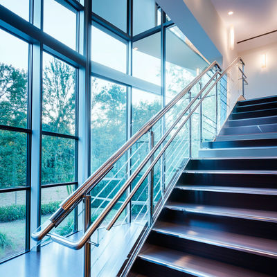 Compact 316 Stainless Steel Handrails with Polished Finish for Glass Railings