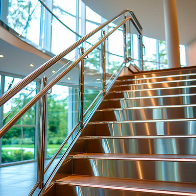 Sleek PSS Stainless Steel Handrails with Crystal Accents for Glass Balustrades