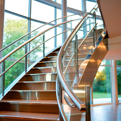Rust-Proof 304 Stainless Steel Handrails with Flat Saddle for Glass Railings