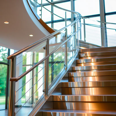 High-Performance Stainless Steel Handrails with Crystal Accents for Glass Railing Systems