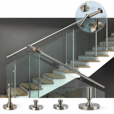 Chân thép không gỉ được đánh răng với lớp phủ tấm tròn cho cầu thang thủy tinh