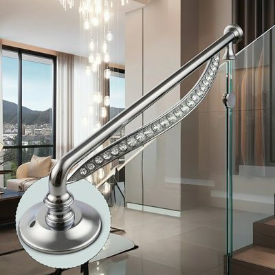 Smooth Stainless Steel Handrails with Crystal Accents for Glass Balustrades
