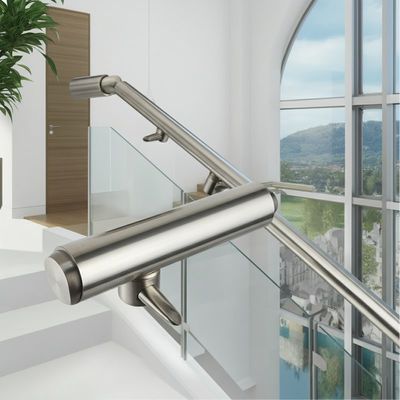 Compact Stainless Steel Handrails with 8mm Glass Clamps for Glass Railings