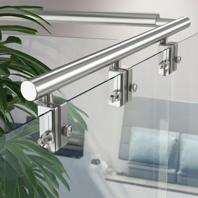 Compact Stainless Steel Handrails with 8mm Glass Clamps for Glass Railings