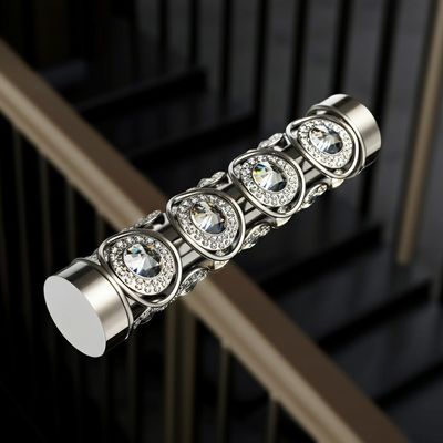 Sleek PSS Stainless Steel Handrails with Crystal Accents for Glass Balustrades