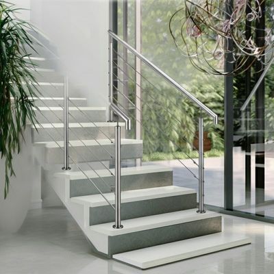 Modern Stainless Steel Handrails with Polished Finish for Glass Staircases