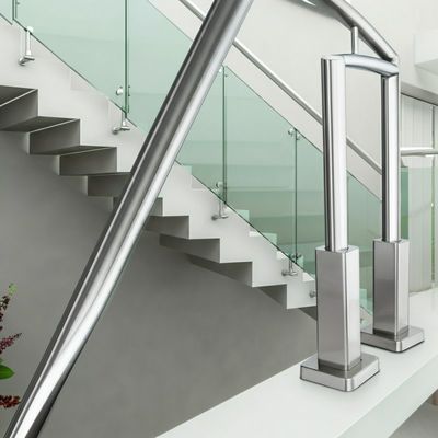 Modern Stainless Steel Handrails with Polished Finish for Glass Staircases