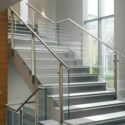Modern Stainless Steel Handrails with Polished Finish for Glass Staircases