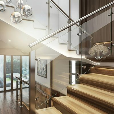 Stylish Stainless Steel Handrails with Crystal Accents for Glass Railing Systems