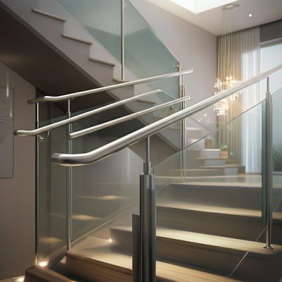 Compact Stainless Steel Handrails with Flat Saddle for Glass Railings