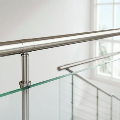 Smooth Stainless Steel Handrails with 1200mm Balustrade Height for Glass Railings
