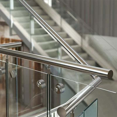 Compact Stainless Steel Handrails with Flat Saddle for Glass Railings