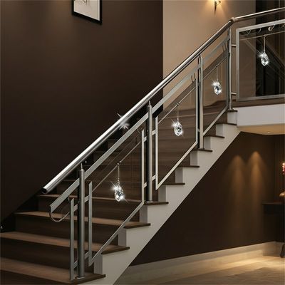 Crystal-Adorned Stainless Steel Handrails with 304 Steel for Staircases