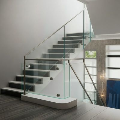 Durable Stainless Steel Handrails with 6mm Toughened Glass Clamps for Staircases