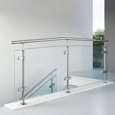 Durable Stainless Steel Handrails with 6mm Toughened Glass Clamps for Staircases
