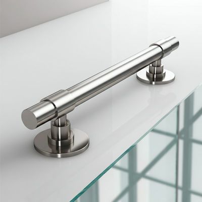 Durable Stainless Steel Handrails with Round Cover Plate for Glass Balustrades