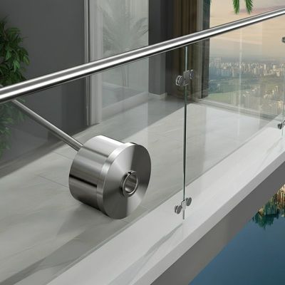 Durable Stainless Steel Handrails with Round Cover Plate for Glass Balustrades
