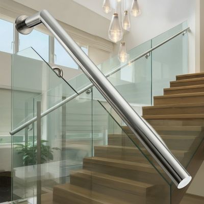 Rust-Proof 304 Stainless Steel Handrails with Flat Saddle for Glass Railings